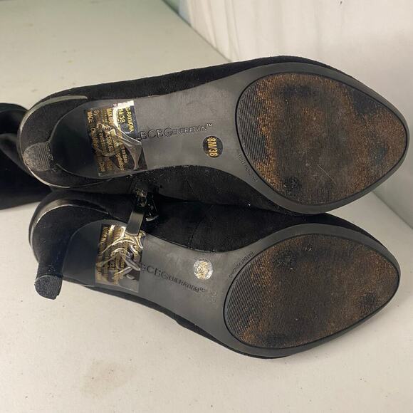 NEW BCBGeneration Black Knee High Heeled Boots Mario Faux Suede Slouchy Size 8 - Picture 10 of 14